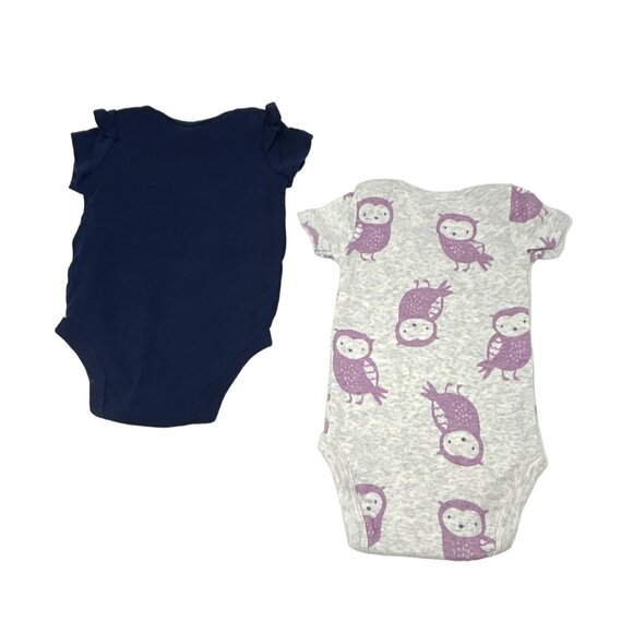 Baby Girl's - 5 Body Suits - Navy‎ Blue, Greys, and White - Size 3-6 M - Picture 3 of 11